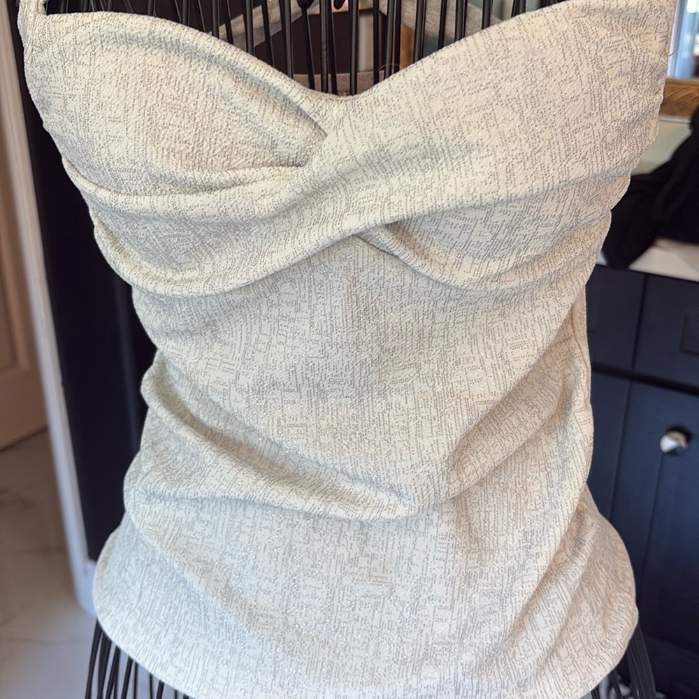 Criss cross tank top rockabilly pinup top the oblong box shop sexy silver white - Picture 3 of 6